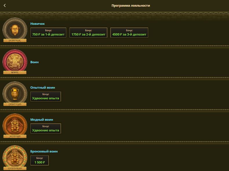 Программа лояльности в игорном клубе